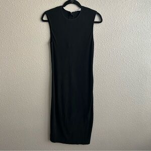 Vince‎ black fitted sleeveless pencil midi dress